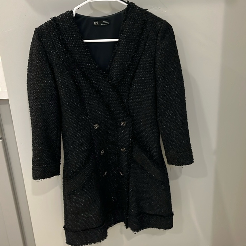 Zara Black Dress with Buttons and Pockets Small